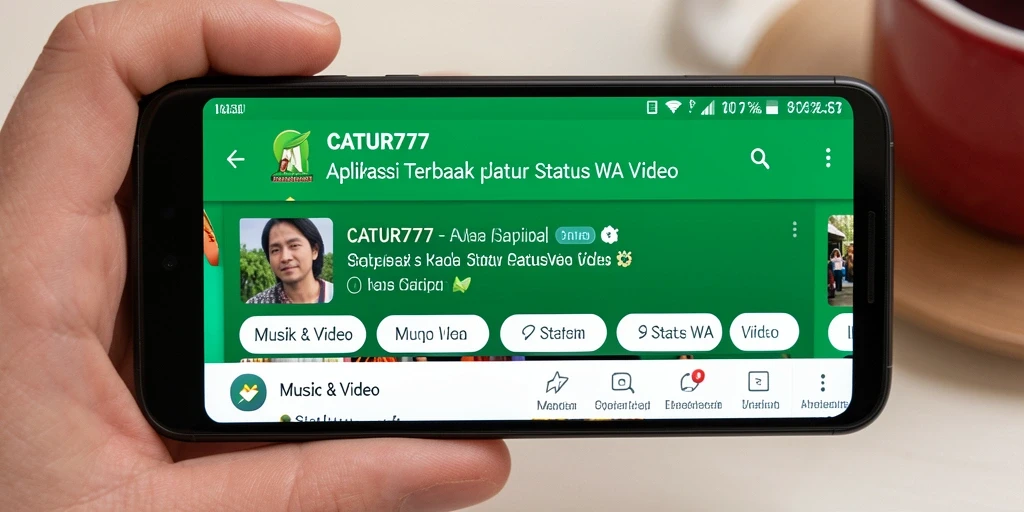 Antarmuka CATUR777 menampilkan berbagai pilihan video untuk status WA.