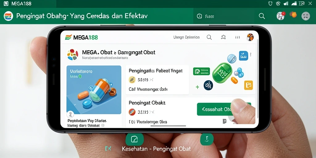 Antarmuka MEGA188 menampilkan pengingat obat dengan jelas dan informatif.