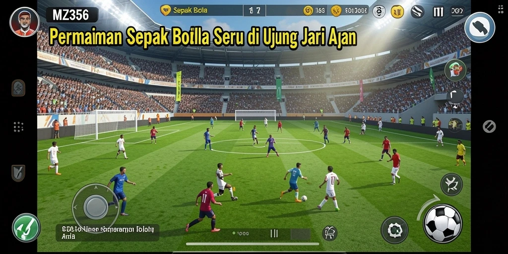 Tampilan antarmuka MZ356 dengan grafis sepak bola yang menawan.
