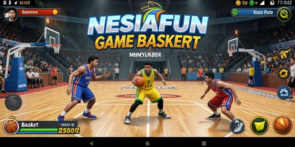 Screenshot antarmuka permainan Basket NESIAFUN yang memukau.