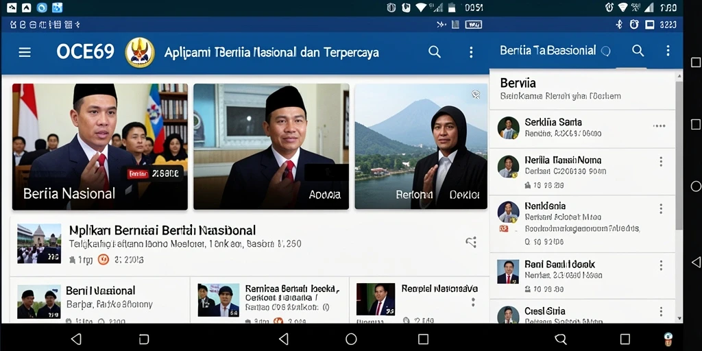Tampilan antarmuka OCE69 yang menarik dan informatif untuk berita nasional.
