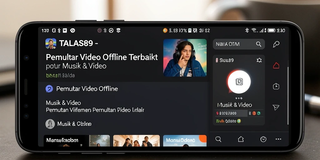Tampilan antarmuka utama TALAS89 untuk Pemutar Video Offline.