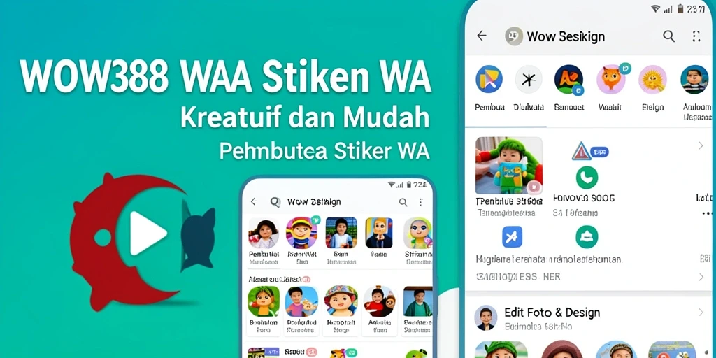 Tampilan antarmuka WOW388 untuk membuat stiker WhatsApp.